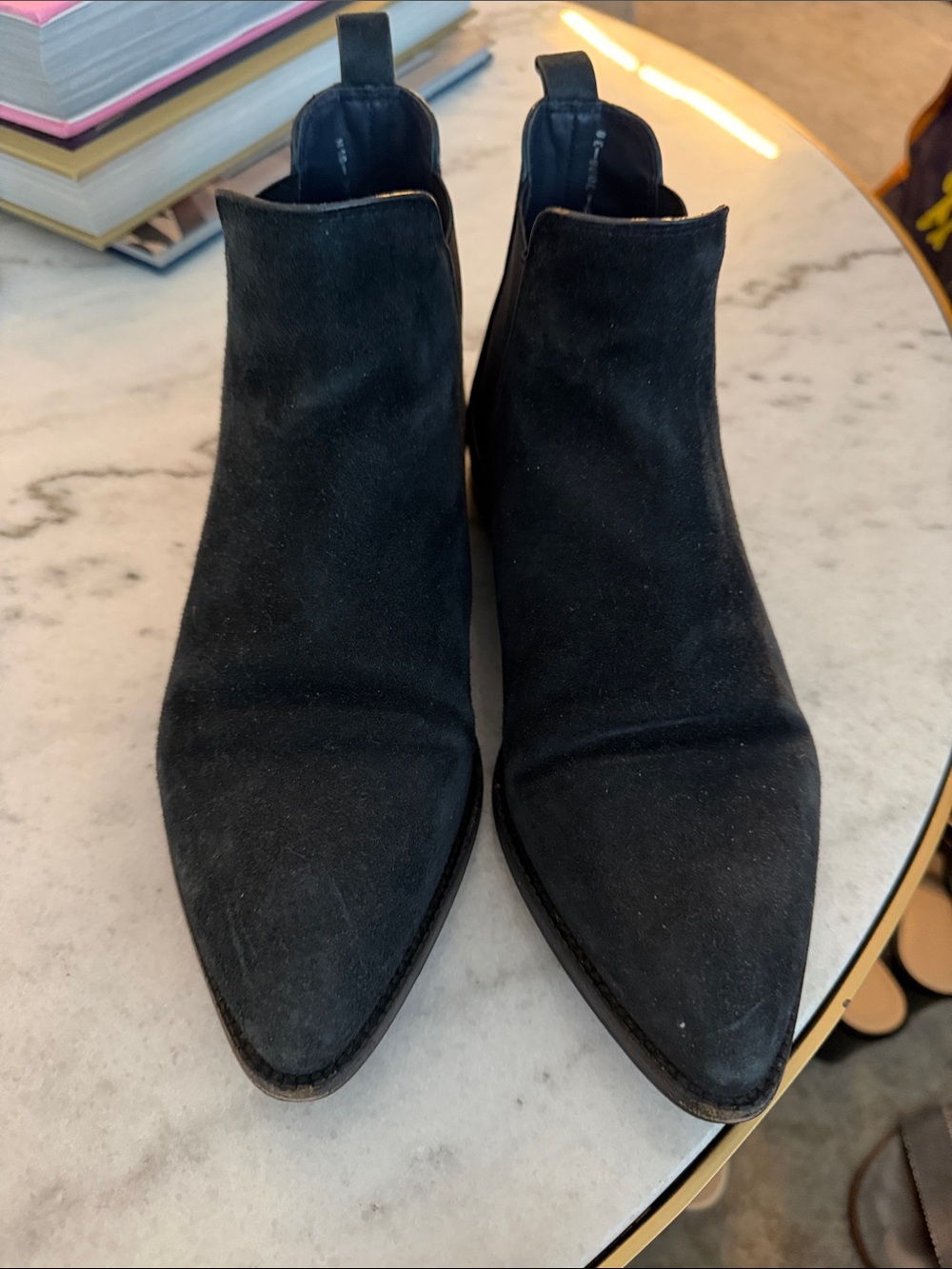 Pedro Garcia Black/deep Navy Suede Pointed Ankle Boots